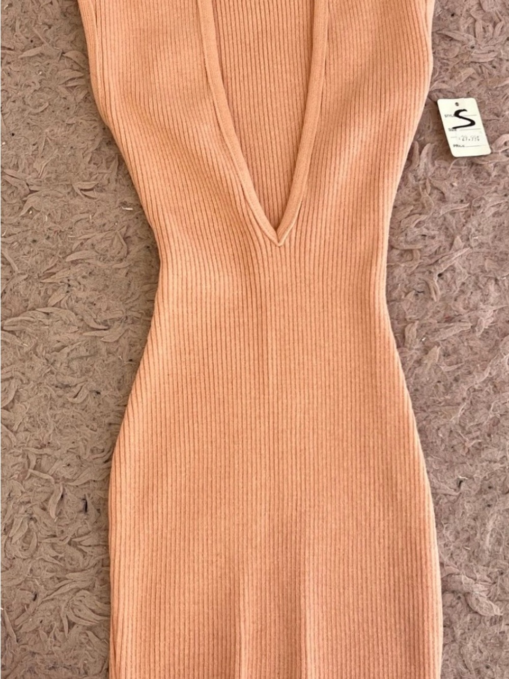Sleeveless Ribbed V-Neck Midi Romper in Peach